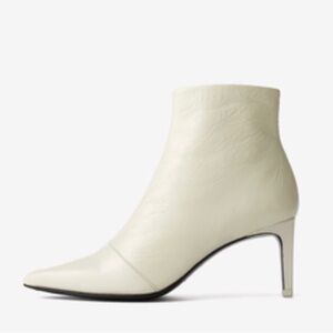 NWB rag & bone Beha boot off white crinkle leather ankle heeled bootie 8.5 fall